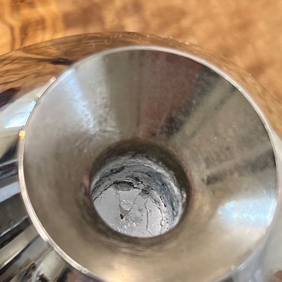 MCM AS Solingen Germany Candle Holders Brushed Steel Tripod Atomic 2 Set EUC - Picture 8 of 15